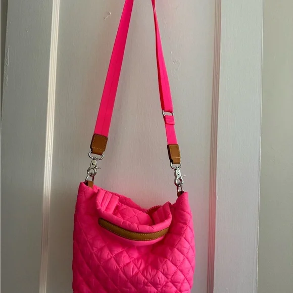 MZ Wallace Neon Pink Quilted Crossbody Bag - Picture 4 of 4